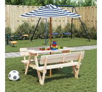 Vidaxl Parasol droit rond 120x120 cm - toile polyester mat bois Bleu
