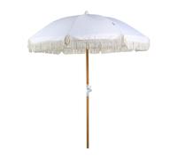 Beliani Parasol de Jardin Rétro ⌀ 150 cm Mât en Bois et Tissu Blanc Mondello
