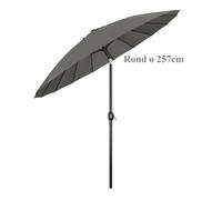 Parasol de Jardin Rond - WOLTU Parasol Inclinable avec Manivelle - 257x257cm - Gris Foncé