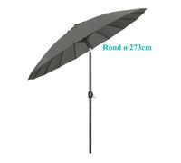 Parasol de Jardin Rond - WOLTU Parasol Inclinable avec Manivelle - 273x273cm - Gris Foncé