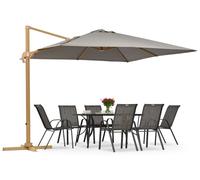 Parasol de jardin Siena 3x3m aspect bois avec toile grise Garden Point