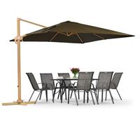 Parasol de jardin Siena 3x3m aspect bois avec toile marron Garden Point