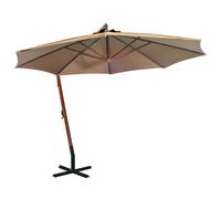 Parasol de Jardin Suspendu avecMât Pare-soleil Noir Bois de Sapin Massif vidaXL