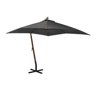 Parasol de Jardin Suspendu avecMât Pare-soleil Noir Bois de Sapin Massif vidaXL