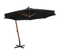 Vidaxl Parasol Suspendu Avec Mât Noir 3x3 M Bois De Sapin Massif