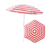 botle Parasol pour le jardin - Matériau : polyester/TNT non tissé/acier - Couleur : thème touristique - Plage - Facile à plier - Fonction de freinage - Moderne et fonctionnel, Rouge et blanc., D 135