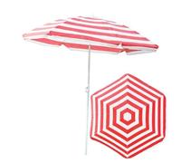 Parasol de jardin - Toison TNT - Acier - Rayures rouge-blanc - D 135 cm - H 180 cm