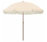 Parasol de jardin - vidaXL - Jaune et blanc - Ø 205 x 209 cm - Acier - Résistant aux UV - Imperméable - Inclinable