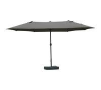 Outsunny Parasol de jardin exterieur parasol double rectangulaire 4,6L x 2,7l x 2,4H m avec ouverture fermeture manivelle, sacs de lestage et base inclus, pour balcon, piscine, gris
