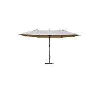 Grand parasol droit de jardin acier polyester café latte