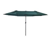 Outsunny Parasol de jardin exterieur parasol double rectangulaire 4,6L x 2,7l x 2,4H m avec ouverture fermeture manivelle, cadre en acier, toile 180 g/m², parasol pour balcon, piscine, vert
