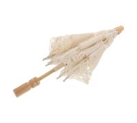 Parasol de Mariée en Coton Dentelle, Accessoire Élégant pour Photo | Ombrelle Romantique Beige et Blanc, Poignée Confortable, Large Couverture, Scènes de Mariage et Décor