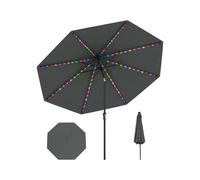 Parasol De Patio 3 M Avec 96 Leds 9 Modes Inclinaison Réglable Ambiance Cosy En Polyester Gris Helloshop26 20_0012990 Multicolore