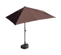 Parasol de patio d'extérieur semi-rectangulaire de 2,6 pi 8,2 pi avec hauteur réglable pour mur, balcon, jardin, terrasse, café, base demi-ronde incluse (couleur : marron, dimensions : 200 x 100 cm)