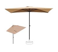 Parasol de patio rectangulaire avec réglage de la hauteur, parasol robuste à 5 baleines pour jardin, piscine, terrasse, porche, kaki, 2,7 x 1,5 m