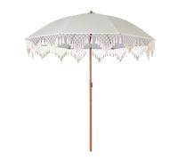 Parasol De Plage À Franges Macramé 2M - Parasol De Jardin Bohème Imperméable Inclinable Et Réglable En Hauteur, Pour Piscine, Balcon, Plage Et Extérieur