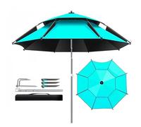 Parasol De Plage avec Fonction D'inclinaison Parapluie D'extérieur en Pêche Anti Vent Double Dessus Parapluie De Table Ø 200cm 220cm 240cm 260cm(260cm/8.5ft)