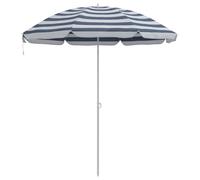 Parasol de plage avec mât en aluminium bleu et blanc 240 cm