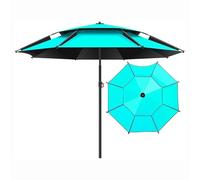 Parasol de Plage Coupe-Vent de 2,6 m, Parasol Pliable Portable avec Inclinaison à 360° et ancrage, Protection Solaire pour la pêche, Le marché et Les activités de Plein air.