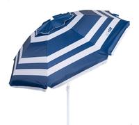 Parasol De Plage Coupe-Vent Ultra-Résistant,Mât Inclinable,Comprend Un Sac De Rangement Avec Poignée De Transport,Grand Parasol De Plage De Style Marin