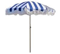 Parasol de Plage d'extérieur à Franges de 200 cm, Parasol de Jardin à Franges rayé bleu et blanc,Parasol Portable pour Balcon, Pelouse, Piscine