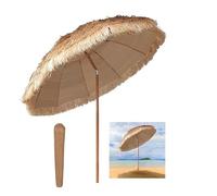 Parasol de plage hawaïen Tiki de 2,4 m avec support inclinable pliable et sac de transport UPF 50+ pour table d'extérieur, piscine, plage et terrasse (2 m)
