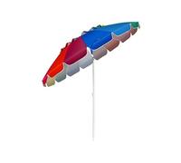 parasol de plage inclinable multicolore 2,45m protection UPF 50+ baleines en fibre de verre avec sac pied amovible pour jardin terrasse