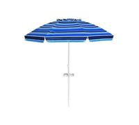 COSTWAY Parasol Pliable 2,2M Mécanisme Inclinable 30° avec Porte-Gobelet Fixation pour Sable Protection UPF50+ Portable Extérieur