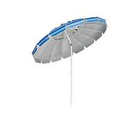 CostwayParasol de Plage Inclinable 2,45 M Protection UPF 50+ Baleines en Fibre de Verre avec Sac Pied Amovible Bleu
