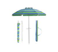 parasol de plage inclinable vert 198cm x 213cm protection uv 50+ avec bouton poussoir et sac de transport pour patio, piscine, jardin