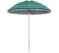 Outsunny Parasol de plage inclinable Ø178 cm Hauteur réglable UV40 Sac transport inclus Multicolore
