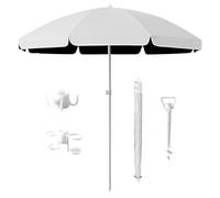 Parasol de plage portable avec protection UV 50+, auvent de jardin compact, imperméable avec piquet pour terrasse, terrasse, piscine (beige, 2,4 m)