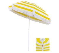 Parasol de Plage rayé Jaune et Blanc avec Franges 180 cm Parasol de Patio pour Jardin pelouse et terrasse Parasol d'extérieur imperméable avec Protection UV et Fonction d'inclinaison