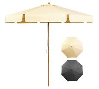 Parasol de Plage - RELAX4LIFE - 8 Baleines en Bois - Inclinable 30° - Conception à Event - Bouton-Poussoir - Dia 300CM - Beige