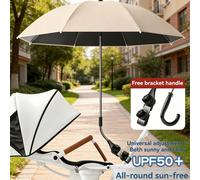 Parasol de poussette rotatif à 360°, manche flexible, prise clip-on, pare-soleil de poussette : essentiel pour la protection contre le soleil d'été, convient pour poussette bébé, vélo, fauteuil roulan