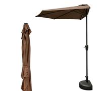 Parasol De Table De Marché en Plein Air, Parasol Demi-Rond, 5 Baleines Robustes, for La Plage, Le Bord De La Piscine, L'arrière-Cour Et Le Jardin(Brown)