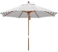 Parasol de terrasse 2,1 m/7 pieds, poteau en bois, auvent polyester, levage manuel, sangle d'arrimage, protection contre le soleil, la pluie, extérieur, plage, , café, restaurant