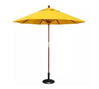 Parasol de terrasse de 2,1 m avec base A, parasol de plage bleu et blanc, mât en bois pour piscine, jardin, terrasse, parasol pour relaxation dans le jardin