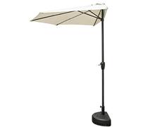 Parasol De Terrasse Demi-Rond, Parasol De Cour De Marché De Table Extérieure De 2,6 M, avec Manivelle Et Base Remplissable, for Balcon, Et Petits Espaces(White)