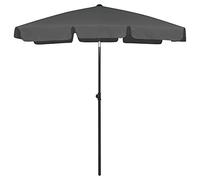 Parasol de terrasse d'extérieur avec bouton-poussoir d'inclinaison et manivelle, grand auvent résistant à la décoloration pour jardin, pelouse et terrasse, pare-soleil gris élégant pour une protection