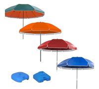 Parasol De Terrasse Extérieur Portable, Grand Parapluie Rond, avec Base, Résistant Au Vent, Durable, for Jardin, Piscine, Cour, Plage, Camping(Green+Orange,2.8m/9.1ft)