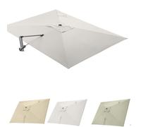 Parasol de terrasse, Parasol déporté rectangulaire de 3 m x 4 m, toile de rechange à 8 baleines, grand parasol de jardin, housse anti-UV(Beige,3x4m(10' x 13') Single top)