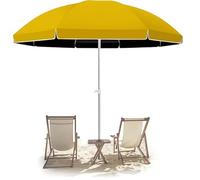 Parasol de terrasse portable rond de 1,8 m avec 8 baleines, pare-soleil jaune pour extérieur, parfait pour terrasse, plage et terrasse, base non incluse