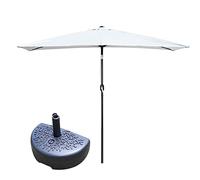 Parasol de terrasse rectangulaire de 2 m/2,5 m, parasol de jardin peu encombrant pour balcon, mur, véranda, fenêtre, système de manivelle durable, blanc, idéal pour les petits espaces