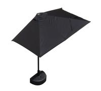 Parasol de terrasse semi-rectangulaire pour extérieur, 2,8 x 2,6 m avec hauteur réglable, pour mur, balcon, jardin, terrasse et café, avec base demi-ronde, noir (248,9 x 129,5 cm)