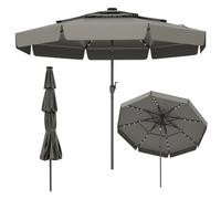 Parasol De Terrasse Solaire 300 X 248 Cm Avec 32 Led Inclinaison Automatique Ambiance Cosy En Polyester Gris Helloshop26 20_0013007 Multicolore