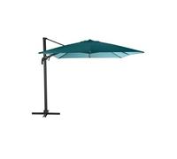 Parasol déporté et inclinable carré bleu canard Elea - 3 x 3 m - Hespéride