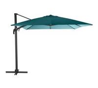 Parasol déporté et inclinable carré bleu canard Elea - 3 x 3 m - Hespéride