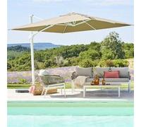 Parasol décentré Melhia 3x3 m oléfine blanc / noisette Hespéride - Noisette