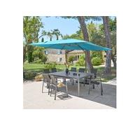 Parasol décentré Melhia 4x3 m oléfine bleu canard Hespéride